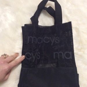 Macys Black Mesh Logo Lunch Tote Bag